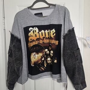 Gray and Black Graphic Sweatshirt